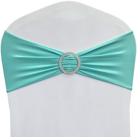 Spandex Chair Sashes Bands, Teal, 50PCS by Maiangel