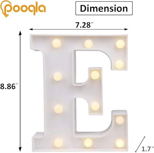 Pooqla LED Light Up Letters, Warm White and Colorful Lighted Marquee Letters with Remote, Lighted Letter for Party Birthday Decorations, Gift for Girls Boys Night Light, Wedding Home Decor, Letter E - Image 6