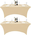 2-Pack 4ft Spandex Table Covers for Rectangular Folding Tables - Wrinkle Resistant Stretch Tight Table Cloths - Ultimate Fitted Table Protector for Parties, Banquet, and Wedding by Unknown