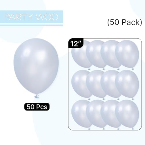 PartyWoo Pearl Light Blue Balloons 50pcs Baby Pastel Blue Color 12 Inch - Image 6