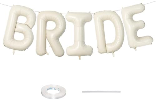 40 Inch Beige BRIDE Balloons Bachelorette Bridal Shower Party Decorations by Lingqiang
