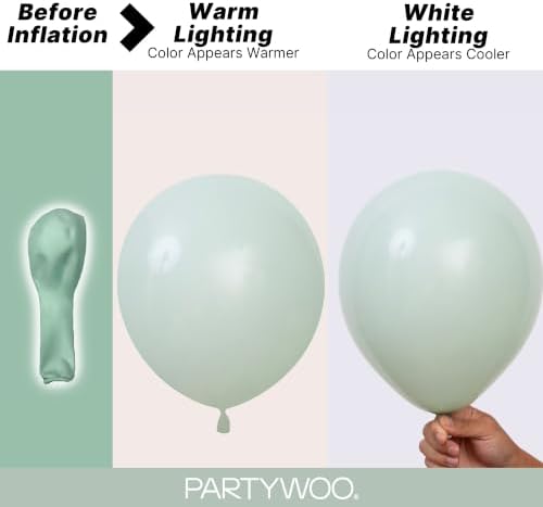 PartyWoo Dusty Green Balloons 50pcs Sage Olive Eucalyptus Green Boho Color - Image 3