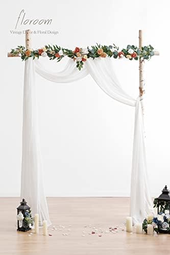 Floroom Wedding Arch Draping Fabric 2 Panels 20Ft White Chiffon Fabric Drapes Arbor Drapery Wedding Ceremony Reception Swag Decorations - Image 3