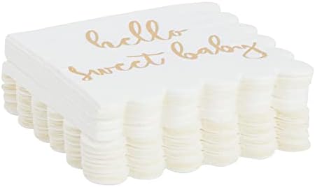 Juvale Baby Shower Napkins - 5 x 5 In, Gold Foil, 50 Pack - White Scalloped Napkins for Gender Neutral Baby Shower Decorations & Table Decor for Boy & Girl - Image 6