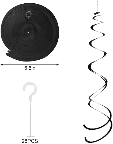 Colorful Ceiling Swirl Foil Decorations Hanging Plastic Streamer Themed Swirl Party for Halloween Graduation Celebration, Pack of 28 (Gold, Black and Sliver) - Image 2