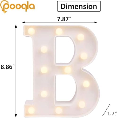 Pooqla LED Marquee Letter Lights, Warm White and Cool White Decorative Lighted Letters, Light Up Alphabet Letters for Boys Girls, Party, Wedding, Bar, Night Light, Birthday Decoration, Letter B - Image 5