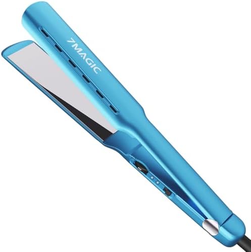 7MAGIC Nano Titanium 1.7" Flat Iron Hair Straightener for Thick Hair, Blue by 7MAGICSevenMagicOneSmartLife