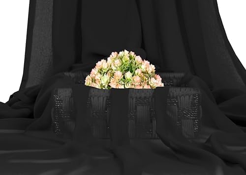 65 Yard Chiffon Fabrics, 44" Wide, Lightweight, Sheer – Black - Image 2