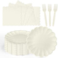 75 Pcs Ivory Paper Plates and Napkins, Tableware Set Serve for 25 Guests by Unknown