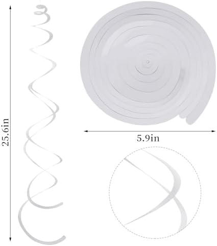 Sliver Ceiling Swirl Foil Decorations Hanging Plastic Streamer Themed Swirl Party for Graduation Celebration, Pack of 28 - Image 2