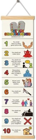 Ten Commandments Banner, Church Banner, Christian Rustic Hanging Door Flag, Farmhouse Decorations Outdoor Indoor, Church Activity Decor, Bible Lesson, Scripture and Words Decorations by Unknown