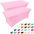 IVAPUPU 2 Pack 8FT Table Cloth for Rectangular Spandex Pink Table Cover by IVAPUPU