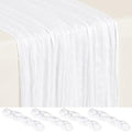 4 Pack White Cheesecloth Table Runner 17x108 Inches Boho Home Decor by Showgeous