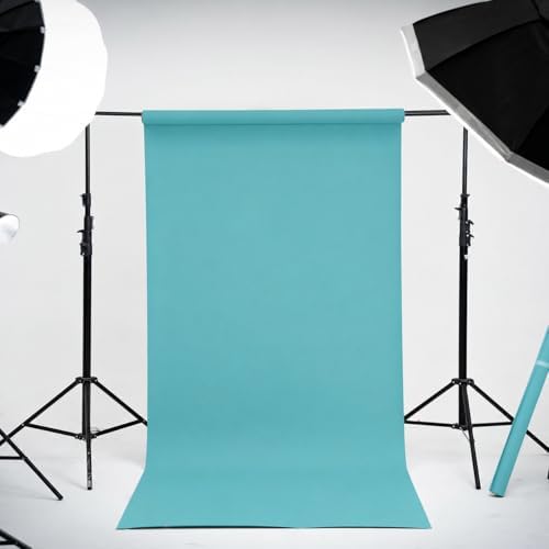 Kate Seamless Paper Backdrop for Photography Solid Blue Backdrop Paper (53''x16.4' Lite Blue) - Image 2
