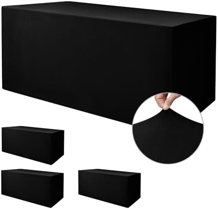 Nasitos Black Rectangle Spandex Fitted Table Clothes 4 Pack 48x24 in by Nasitoshomedecor