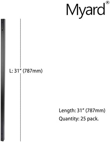 Myard 31'' Estate Hallow Square Iron Heavy-Duty Deck Balusters, Matte Black - Image 3