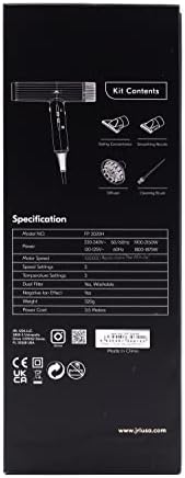 JRL Forte Pro Dryer - Professional Hair Blow Dryer with Diffuser w/Ionic Generator to Help Reduce Drying Time, Frizz and Static - Fast Hair Dryer w/ 3 Temperature Settings and Speed Settings (Black) - Image 6