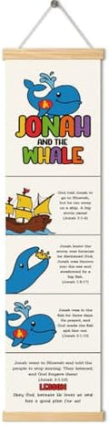 Jonah and the Whale Banner, Church Banner, Christian Rustic Hanging Door Flag, Farmhouse Decorations Outdoor Indoor, Church Activity Decor, Bible Lesson, Scripture and Words Decorations by Unknown
