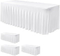 White Spandex Table Skirt for 8 Foot Rectangle Tables 4 Pack 96x30 In by Nasitoshomedecor