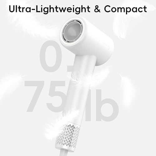 Hair Dryer, TurboLux Ionic 200 Million Negative Ions 1500W Fast Drying High Speed Hairdryer with Diffuser, Lightweight, Low Noise Hair Dryers for Women with 110000 RPM Brushless Motor (Pearl White) - Image 5