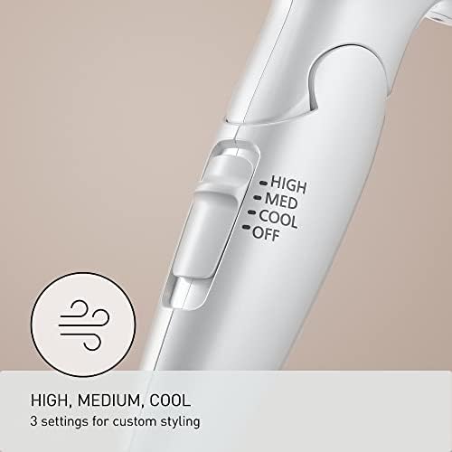 Panasonic nanoe Compact Hair Dryer EH-NA2C-W (White) - Japanese Nanoe Techonology, Foldable Travel Blow Dryer with Oscillating Quick Dry Nozzle, 1400W Lightweight Portable Hair Dryer, Anti-Frizz - Image 7