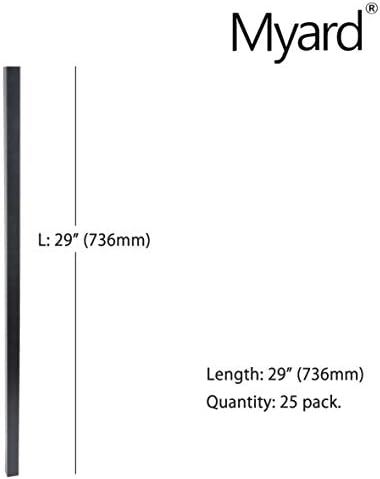 Myard 29 Inch Estate Square Iron Heavy-Duty Deck Balusters, Matte Black - Image 3
