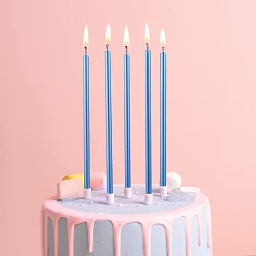 PHD CAKE Blue Long Thin Metallic Birthday Candles, Cake Candles, Birthday Parties, Wedding Decorations, Party Candles - Image 2