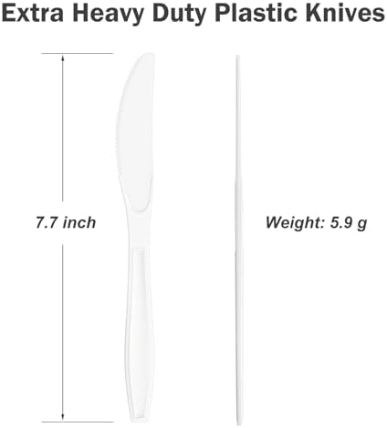Dealusy 360 Count Extra Heavy Duty White Plastic Knives Disposable - Image 3