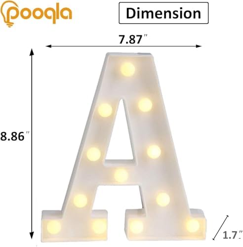Pooqla LED Light Up Letters, Warm White and Colorful Lighted Marquee Letters with Remote, Lighted Letter for Party Birthday Decorations, Gift for Girls Boys Night Light, Wedding Home Decor, Letter A - Image 6