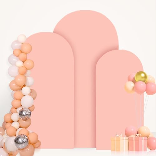 FANPROMS Wedding Arch Covers Set of 3 Dusty Rose Arch Covers Stretchy Fabric 6FT 6.6FT 7.2FT Spandex Arch Stand Cover for Arch Stand Chiara Arch Cover 2-Sided Arched Cover for Party Wedding - Image 5