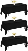 3 Pack Rectangle Black Table Cloth Bulk Washable Polyester Table Cover for Wedding Dining Table Buffet Parties Banquet Decoration（60x102Inch, Black） by JALANCY