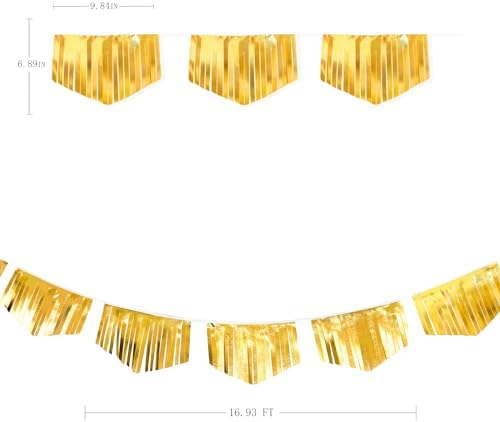 Gold Tassel Banner Double Sided Metallic Fabric Pennant Bunting Flag Garland for Graduation Birthday Anniversary Bachelorette Engagement Wedding Bridal Shower Baptism Hen Party Decorations Supplies - Image 2