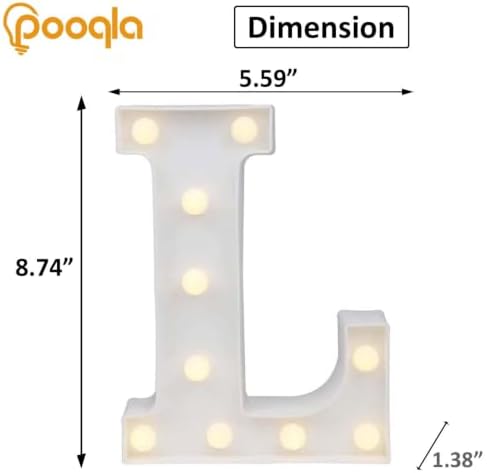 Pooqla LED Marquee Letter Lights Sign, Light Up Alphabet Letter for Home Party Wedding Decoration L - Image 4