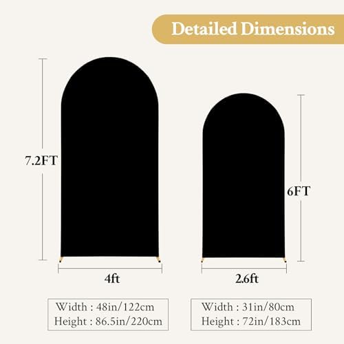 Black Arch Backdrop Cover for Wedding, Set of 2 Stretchy Spandex Fitted Arch Stand Cover for Baby Shower, Birthday Party Decor, Chiara Backdrop Cover with Double-Sided Design(7.2FT 6FT, Black) - Image 5
