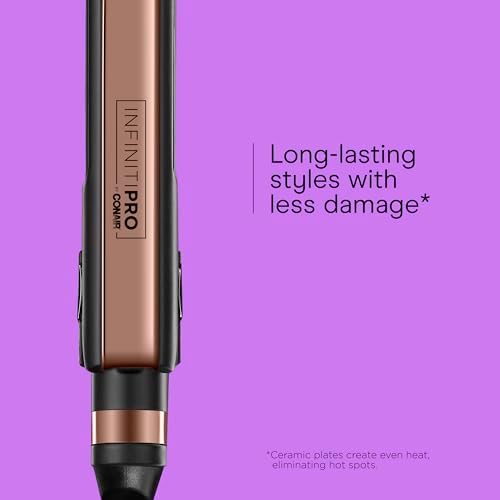 INFINITI PRO CONAIR Rose Gold Ceramic Flat Iron Hair Straightener, 1-Inch Flat Iron with Extra-Long Plates, including a Floating Plate, Advanced Heat Technology, Black - Image 4