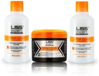 Liss Expert Professional Stem Cells Smoothing Treatment – Frizz-Free Repair & Shine – ONE Shoulder Length Applic– plus salt free shampoo and conditioner by LissExpertProfessional