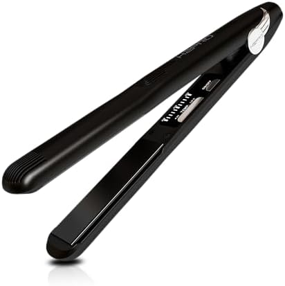 H2PRO Black Diamond 1 Inch Tourmaline Ceramic Straightening Iron - Cutting Edge Professional Flat Iron for All Hair Types by H2PRO