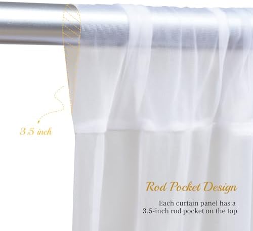 10ft X 10ft White Tulle Backdrop Curtain for Parites, Sheer Backdrop Curtains Fabric Drapes for Wedding Ceremony Arch Party Stage Decorations - Image 4