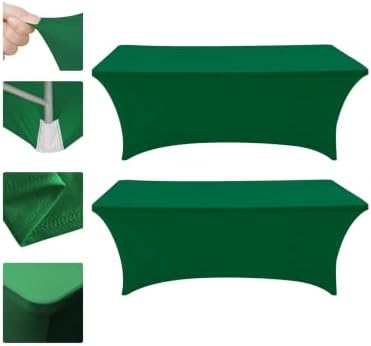 Eurmax USA 2-Pack Rectangular Fitted Spandex Table Covers 4ft Tablecloth Wedding Event Patio Table Decorations Stretch Table Cover for 4ft Folding Table (Emerald Green) by Eurmax