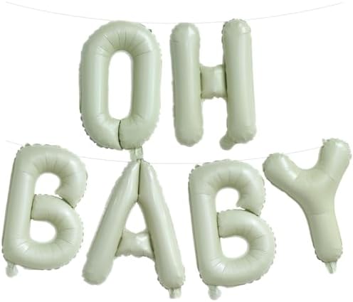 16 Inch OH BABY Balloons – Foil Letter Banner for Baby Shower, Gender Reveal Decorations, Includes Ribbon & Straw by Unknown
