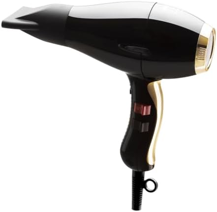 Elchim 3900 Healthy Ionic Professional Hair Dryer, 1875W Blow Dryer, Ionic & Ceramic System, 30%+ Faster Drying, Low EMF Protection, Dual Quick-Lock Concentrators, Made in Italy, Black & Gold by Elchim