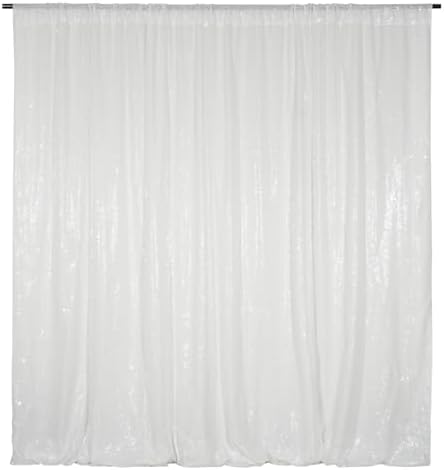 Poise3EHome White Sequin Backdrop, 8FT x 10FT Sequin Photography Backdrop Curtain for Party Decoration by Poise3EHome