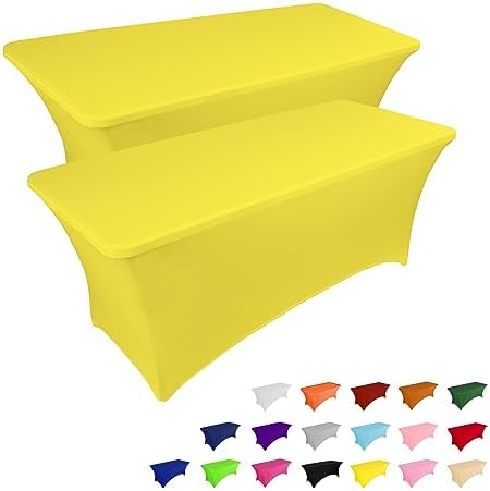 IVAPUPU 2 Pack 4FT Table Cloth for Rectangular Spandex Yellow Table Cover by IVAPUPU