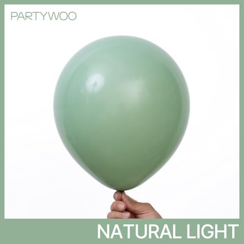 PartyWoo Sage Green Balloons 50pcs Olive Eucalyptus Dusty Green Boho Color - Image 2