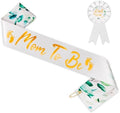 V TOWER Mom to Be Sash Baby Shower and Daddy to Be Pin, Satin (White) by V-TOWER