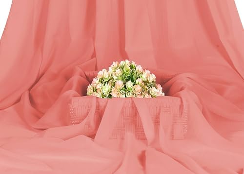15 Yard Chiffon Fabrics, 44" Wide, Lightweight, Sheer – Peach - Image 2