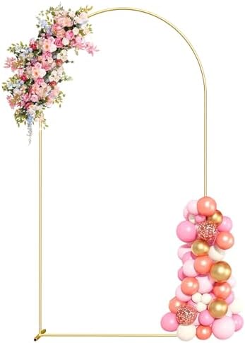 6.6FT Metal Arch Backdrop Stand Gold Balloon Arch Frame for Wedding Party by Hzdeying