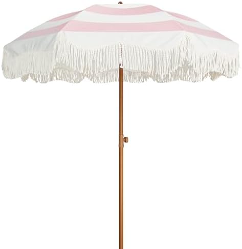 AMMSUN Boho Fringe Umbrella, 6.5ft Outdoor Umbrella with Tassel by AMMSUN