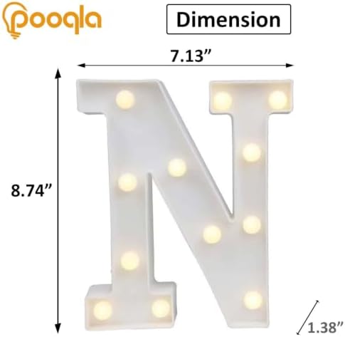 Pooqla LED Marquee Letter Lights Sign, Light Up Alphabet Letter for Home Party Wedding Decoration N - Image 4