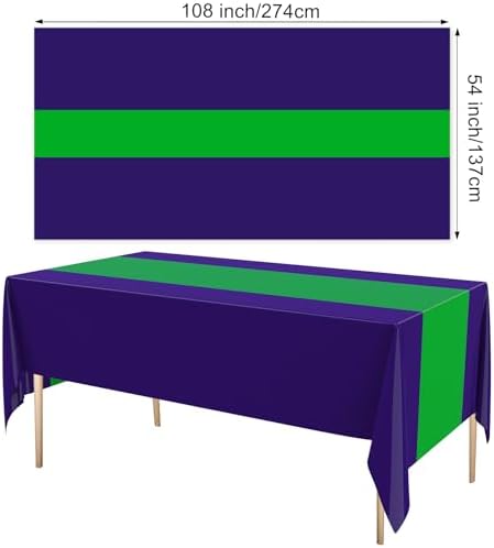Oudain 3 Pcs Plastic Disposable Table Cloth 54" x 108", Green, Purple - Image 3